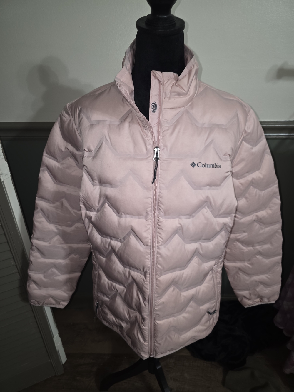 Columbia Light Pink Quilted Chevron Puffer Jacket